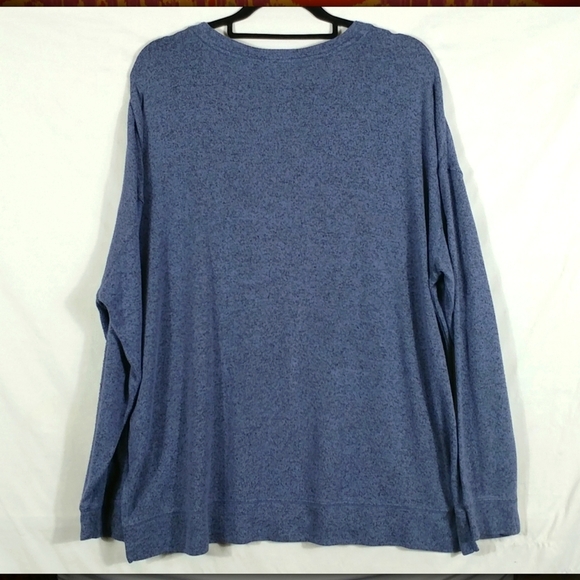 3 Dots Women's Blue Long Sleeve Roomy Jersey Slits on Side Hems Top Size XL - Picture 2 of 8